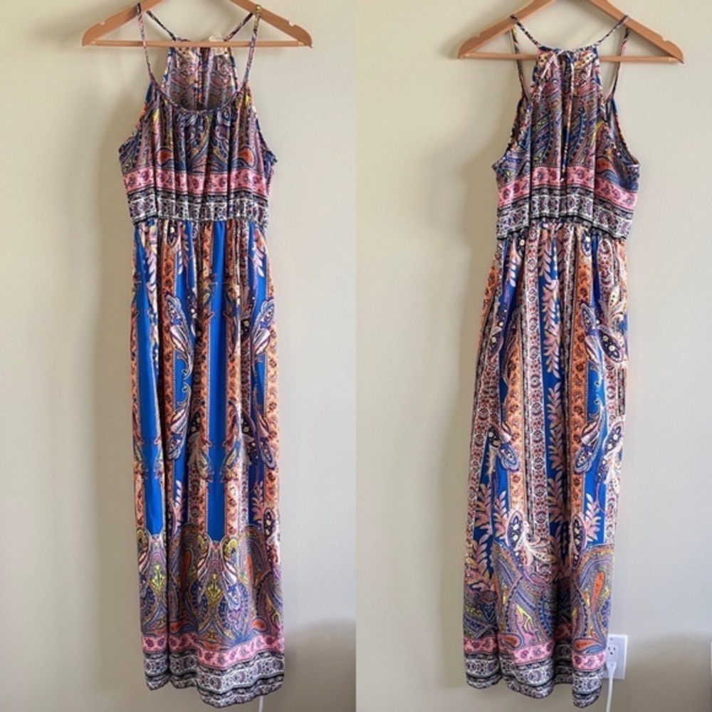 Visual Reference: Anthropologie Bird Cage Maxi Dress Paisley Print H